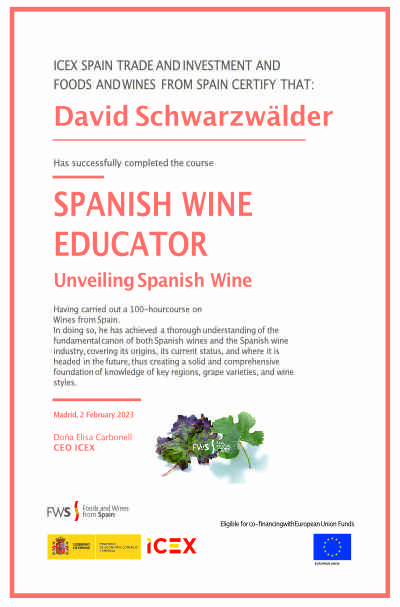 Spanish Wine Education Certificate